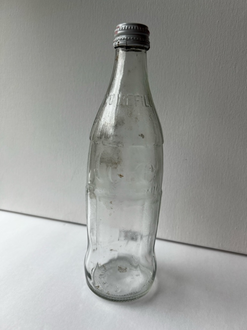 Vintage Coca-Cola Glass Bottle with Metal Cap.